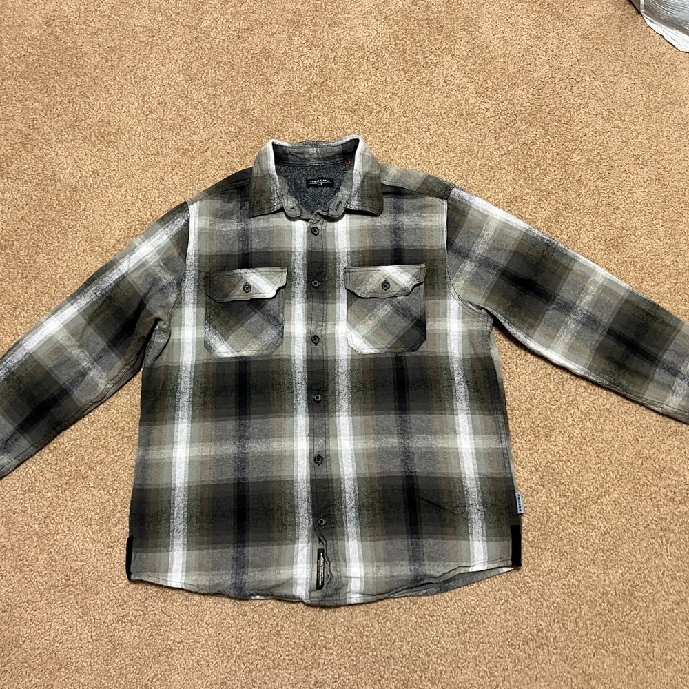 Men's PROJEK RAW Plaid Long Sleeve Shirt Size L